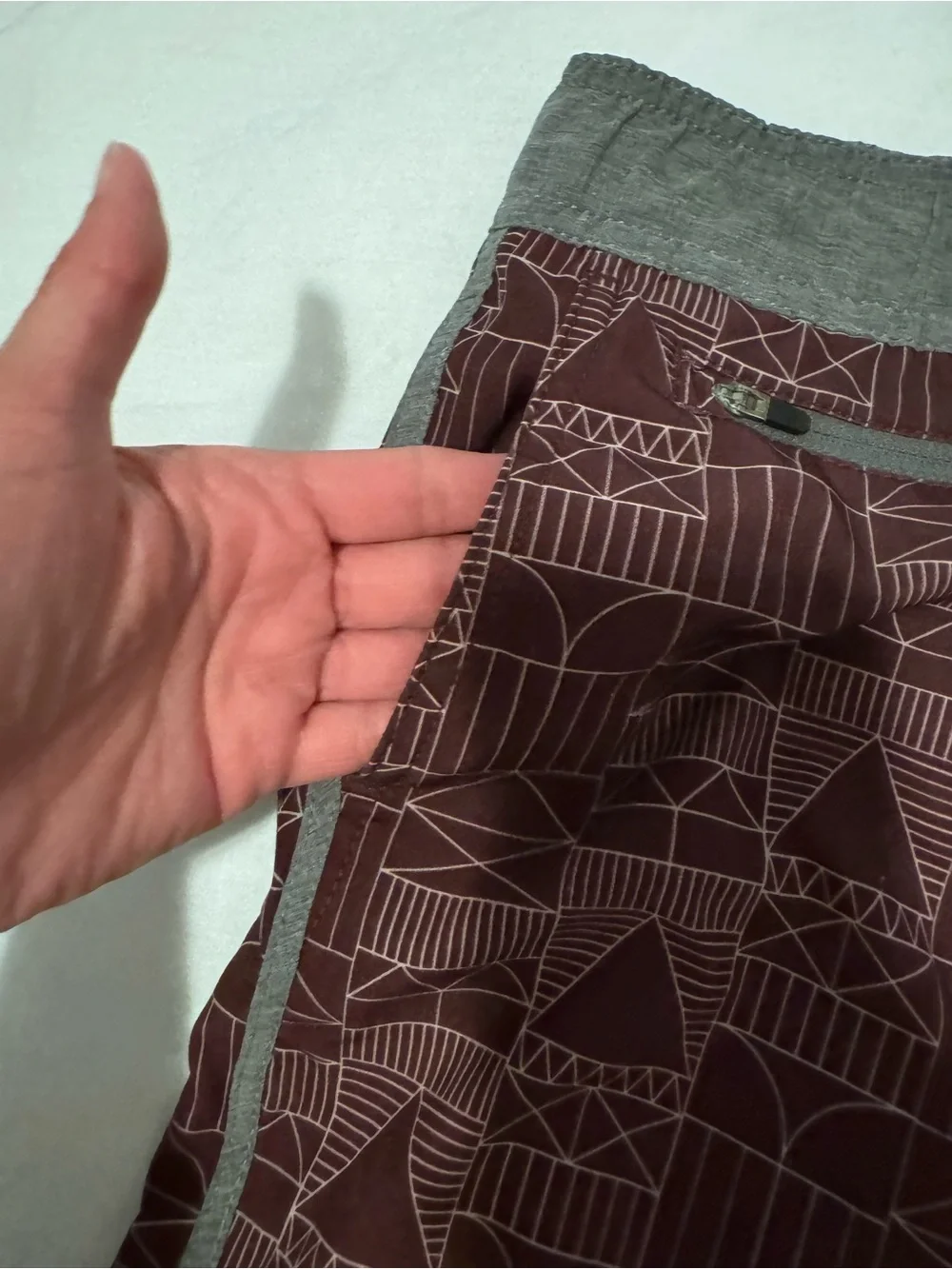 Vuori Men's Maroon Geometric Swim Trunks